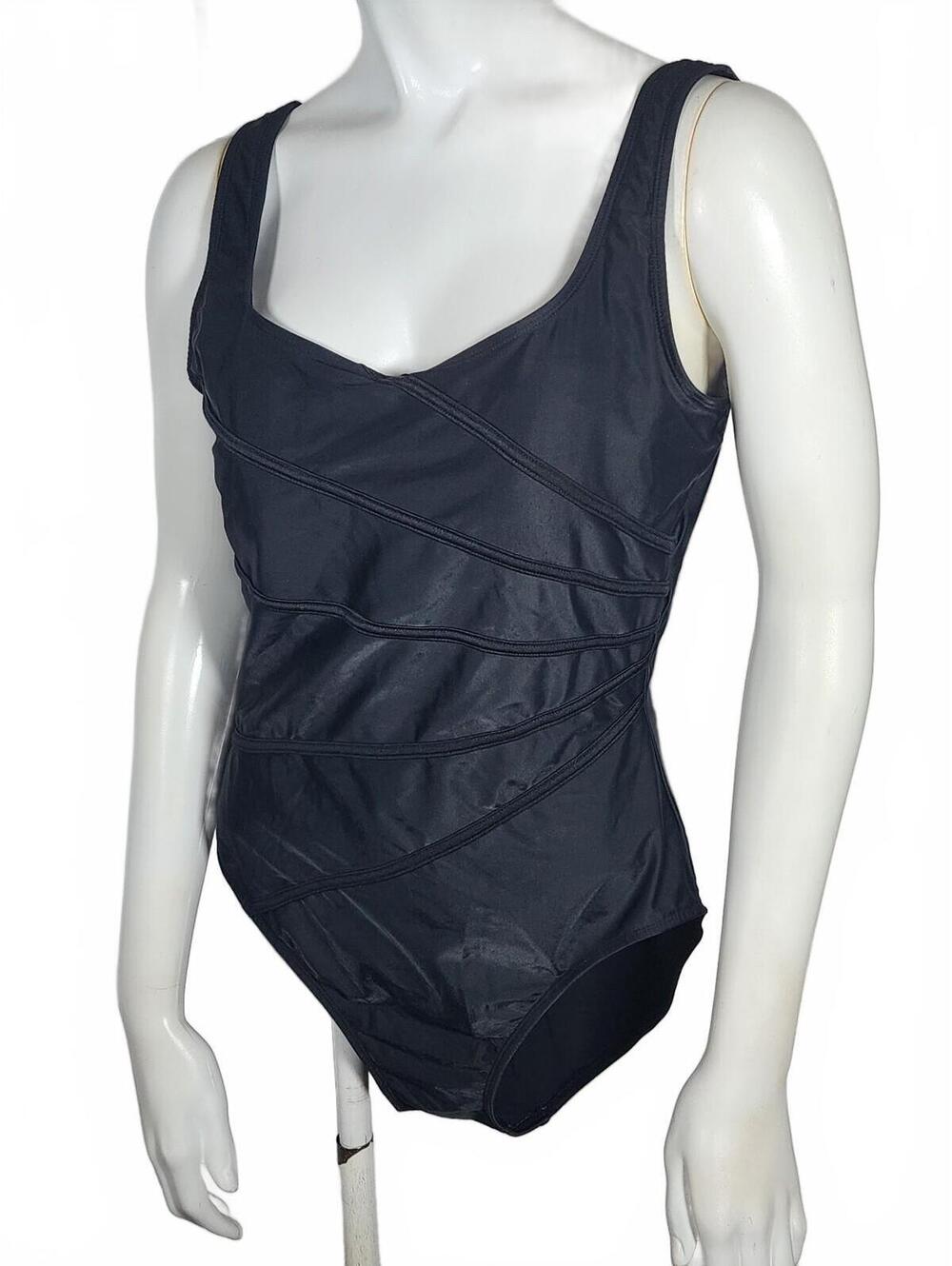 Cherokee Black One Piece Swimsuit with Back Cutout, Size 14